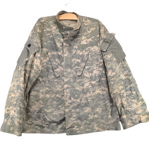 U.S. Army Mens Uniform Shirt Digital Camo Green Tan Size L Pockets